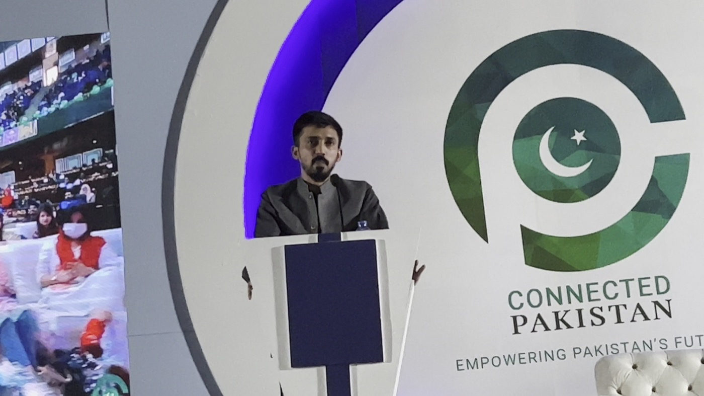 Umair Majeed speaking on the Connected Pakistan stage at Future Fest 2022, Islamabad, May 13, 2022